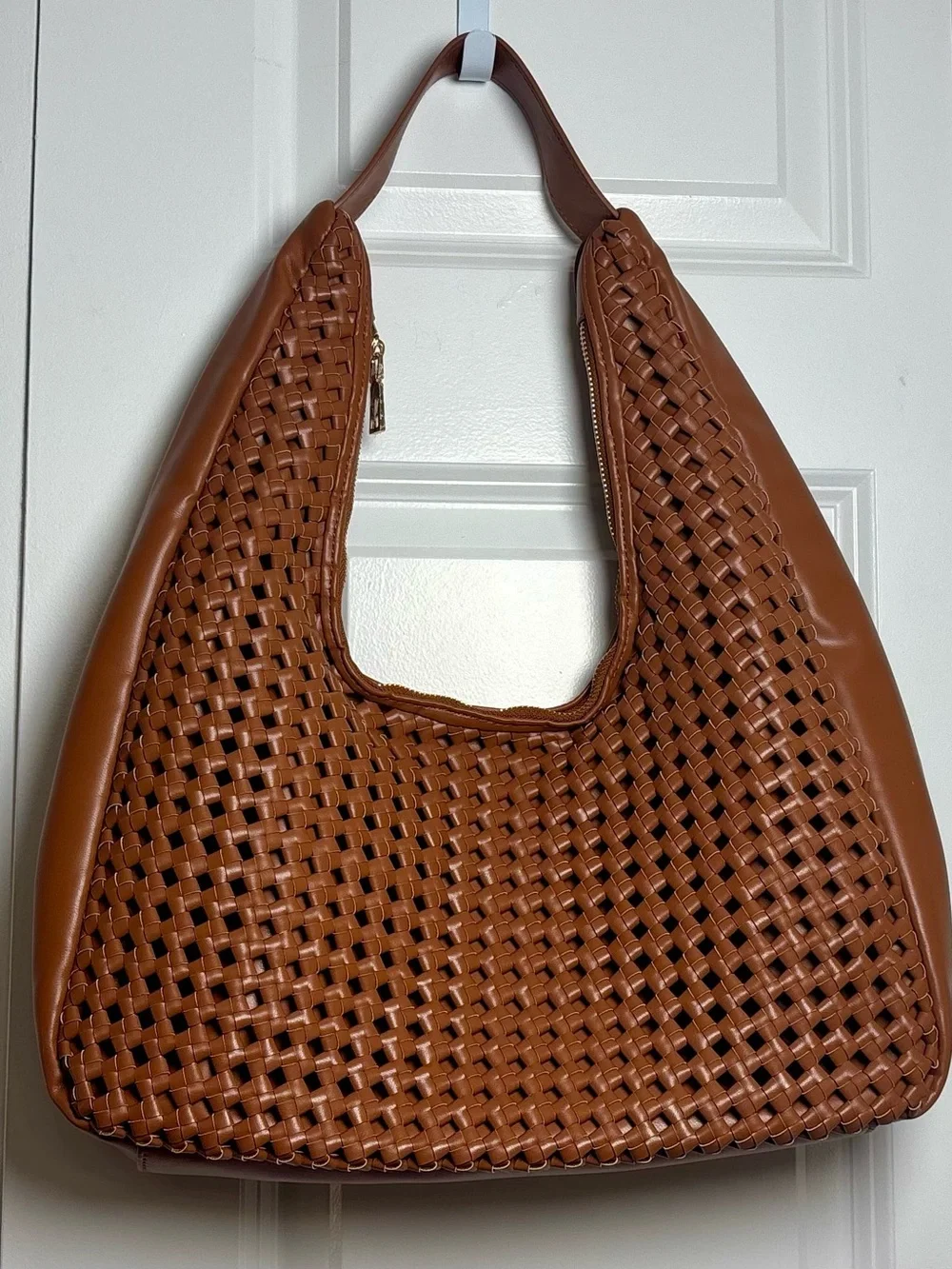 MODA LUXE Chestnut Brown Braided Hobo Shoulder Handbag